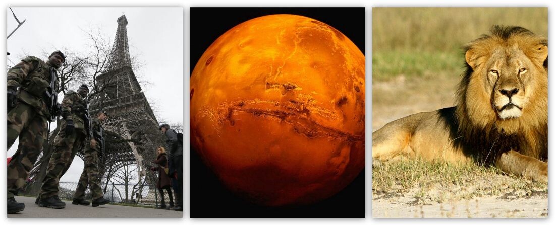 Nejvyhledávanější výrazy roku na Googlu: Paříž, Cecil i mimozemšťané z Marsu