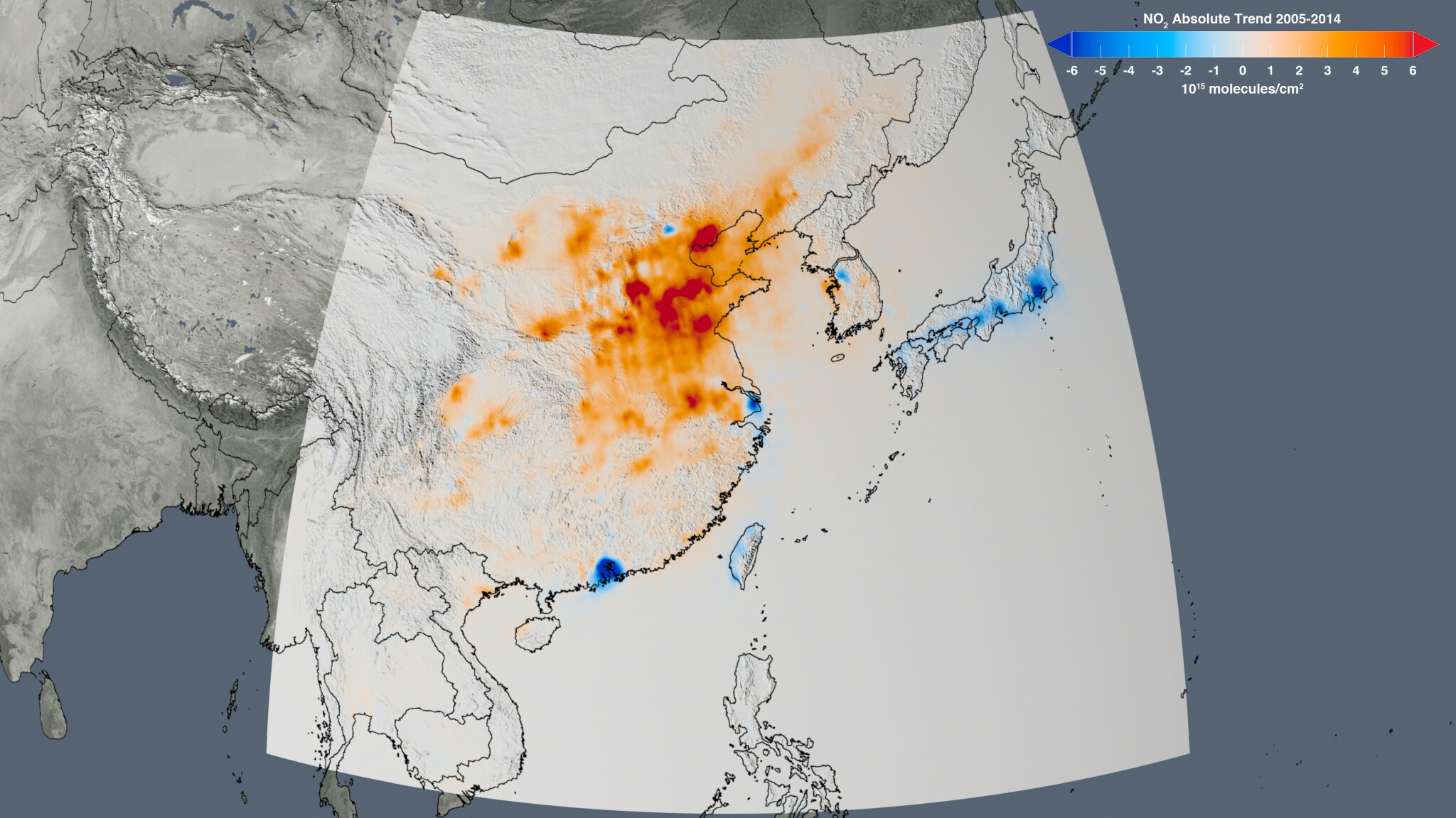 Před a po. Satelitní snímky ukazují, jak se díky zavřeným továrnám v Číně vyčistil vzduch