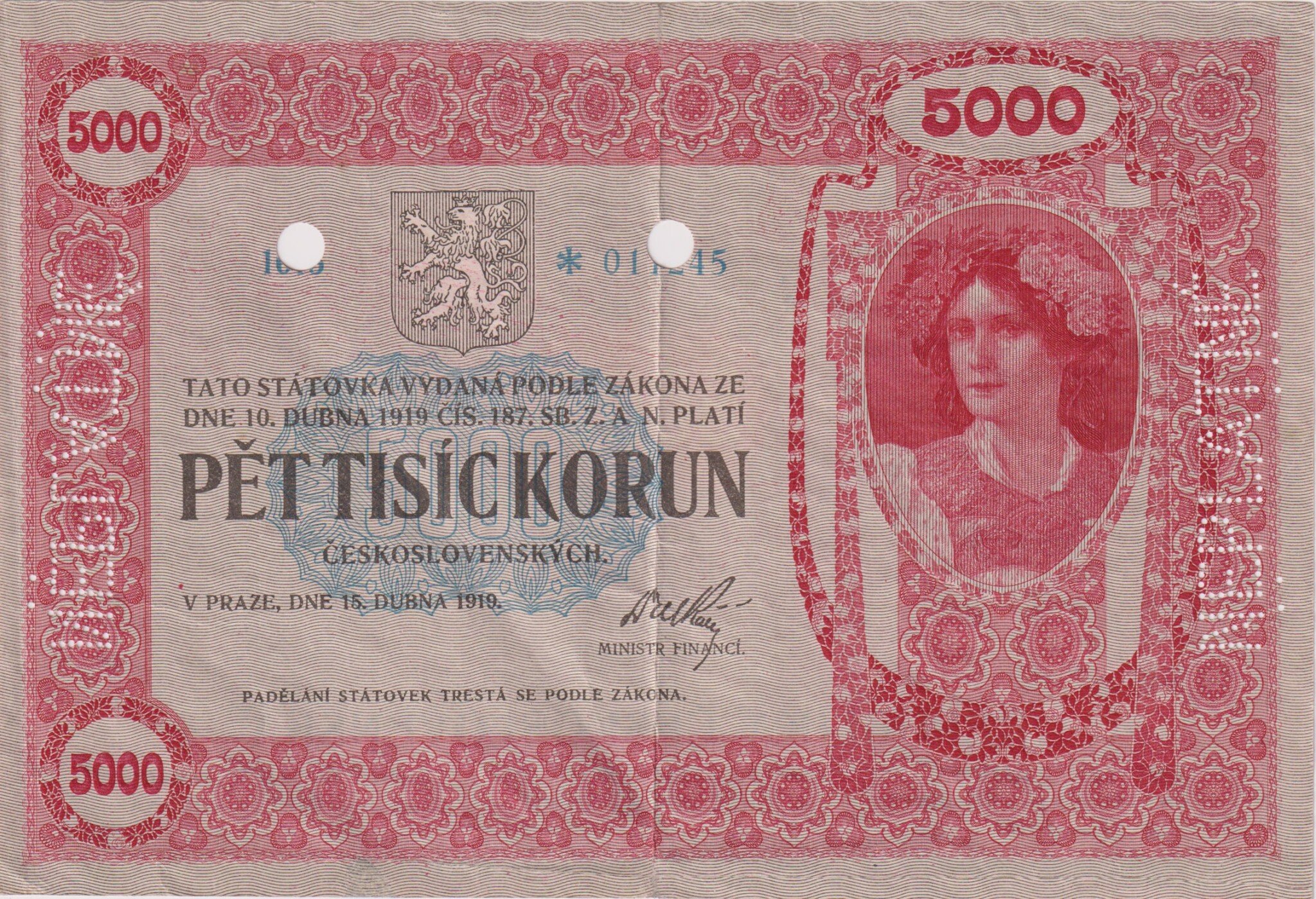 Nejdražší bankovka v Česku se vydražila za 12 milionů. Do aukce šla po 26 letech