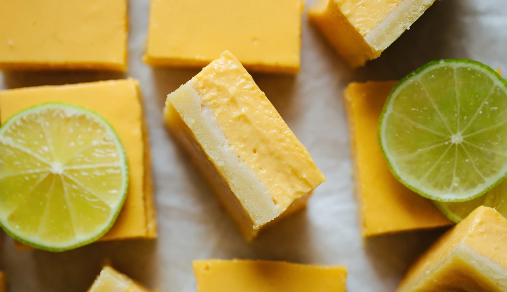 Mango, limeta &#038; máslové těsto. Na jednoduché řezy s&nbsp;božsky krémovou náplní potřebujete jen 8 ingrediencí