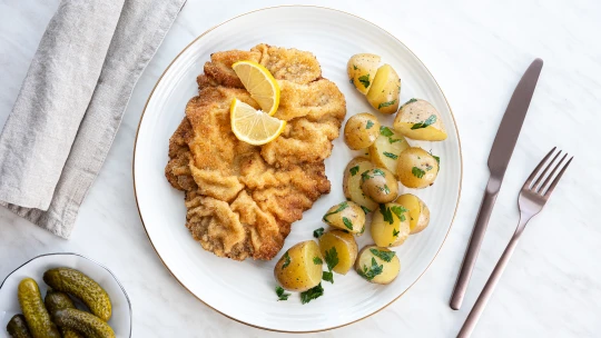 Wiener Schnitzel aneb řízek jako chlouba talíře. Legendární „vídeňák“ z&nbsp;telecí kýty je nepřekonatelný