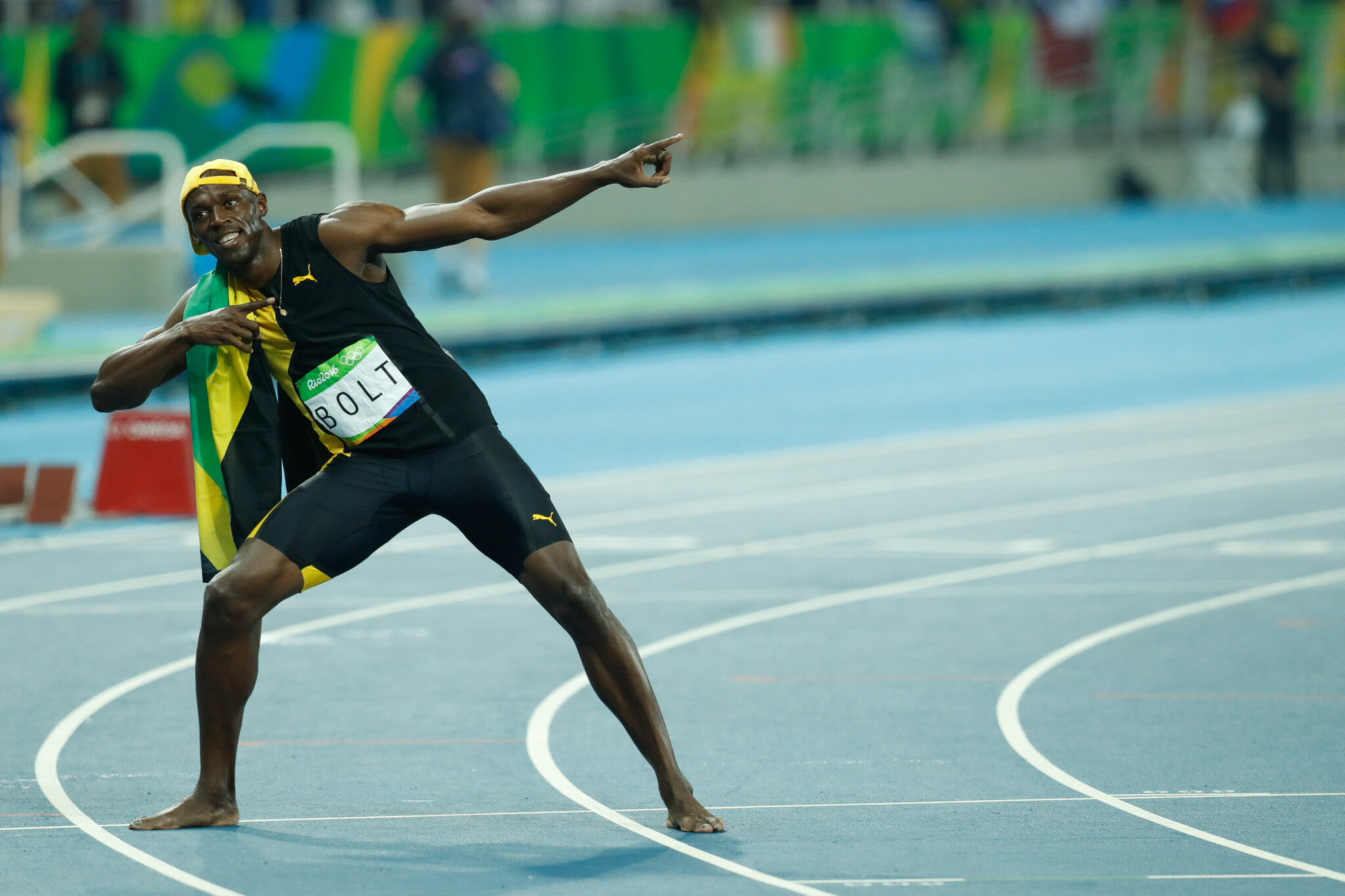 Boltovo vítězné gesto na tričku. Sprinter požádal o ochrannou obchodní známku