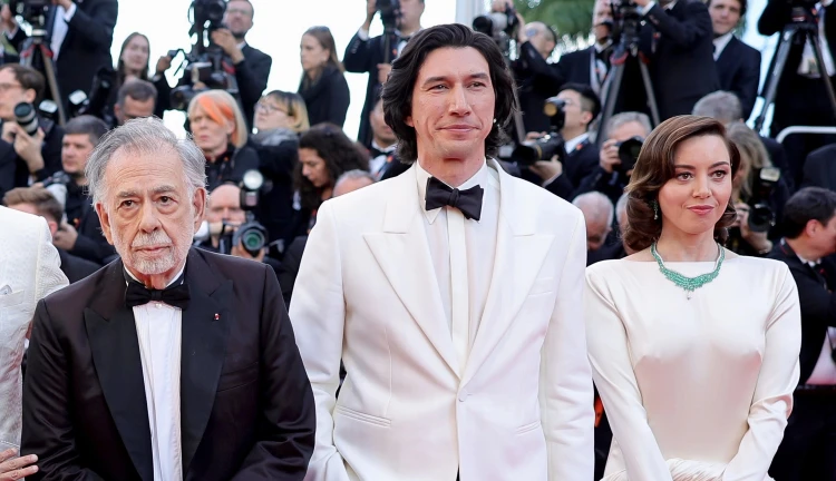 Francis Ford Coppola, Adam Driver a Aubrey Plaza na festivalu v Cannes