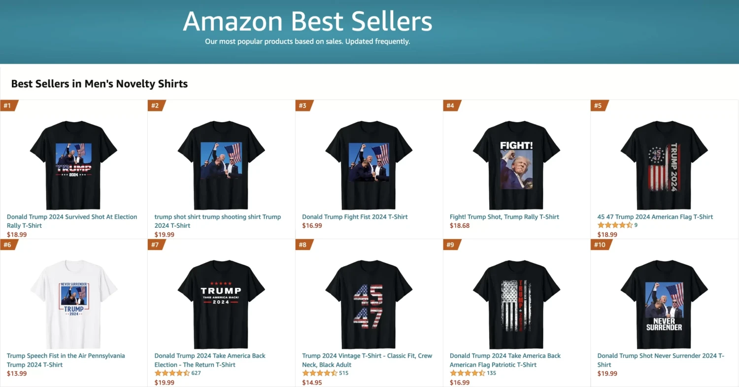 Amazon atentát Trump trička