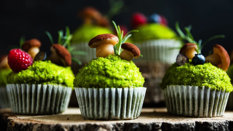 Mechové cupcakes. Špenátové dortíky nadchnou děti i&nbsp;milovníky lesa